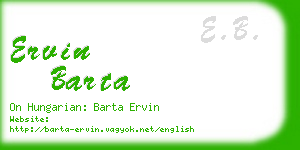 ervin barta business card